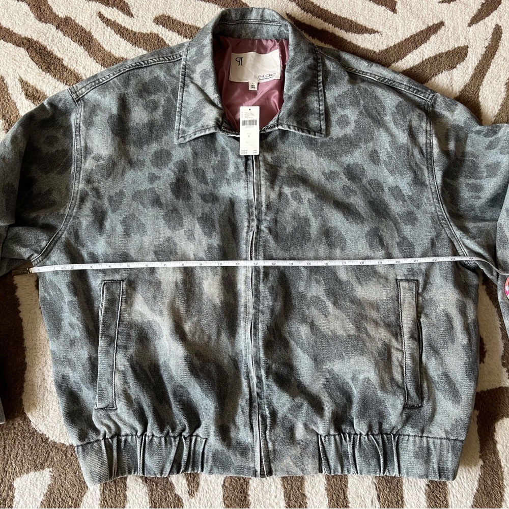 Anthropologie Pilcro Rylie Bomber Jacket Grey Leopard L - Picture 7 of 11